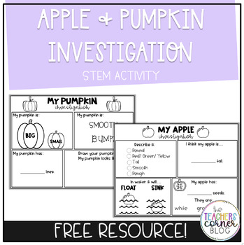 Preview of *Free* Apple and Pumpkin Investigation | Science STEM Activities
