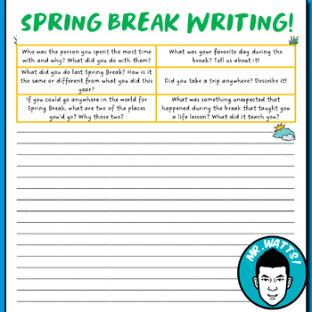Preview of (Free!) Return From Spring Break Writing Prompts!