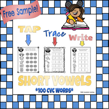 Preview of *Free Sample* Tap, Trace, & Write! Word Work - Short Vowel CVC Words