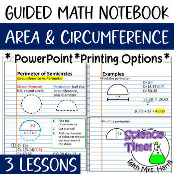 Preview of Math Notebook- Area & Circumference Animated PowerPoint & Notes