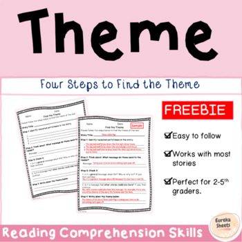 Preview of {Freebie} Four Steps to Find the Theme Worksheet with Sample Answer