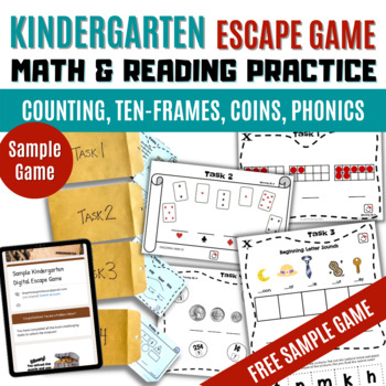 Preview of [Freebie] Kindergarten Math and Reading Practice | Digital Escape Room