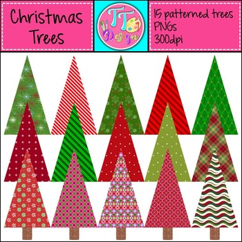 Patterned Christmas Trees Clip Art CU OK FREE by Teachers Toolkit