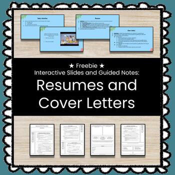 Preview of ★ Freebie ★ Resumes and Cover Letters Customizable Slides and Guided Notes