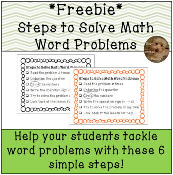 Preview of Steps to Solve Math Word Problems Freebie