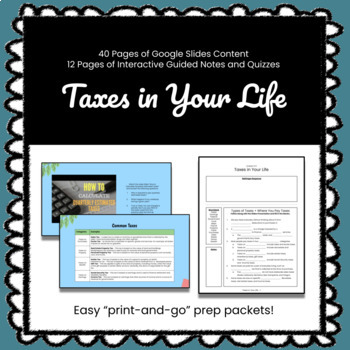 Preview of ★ Freebie ★ Taxes in Your Daily Life Customizable Slides and Guided Notes