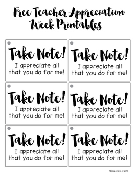 Freebie Teacher Appreciation Week Printable Tags By Monica Abarca