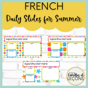 Preview of   French Daily Agenda Slides Templates for Summer