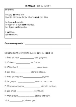 French Language Art Introduction To French Grammar Worksheets