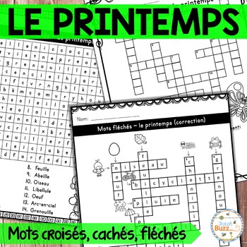 French Spring Crosswords - Printemps - mots croisés, fléchés, cachés