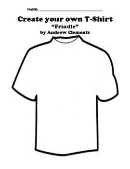 “Frindle” by Andrew Clements T-SHIRT WORKSHEET by Northeast Education