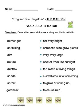 Frog And Toad Together The Garden Worksheets Teaching Resources