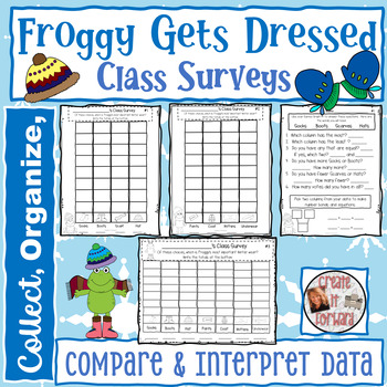 Preview of "Froggy Gets Dressed" Class Survey Data Collecting, Interpreting, & Comparing