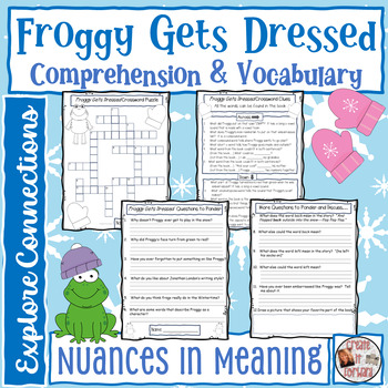 Preview of "Froggy Gets Dressed" Comprehension Questions, Nuances in Words, Vocabulary