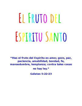 Preview of "Fruto del Epiritu" (Fruit of the Spirit) Word and Image Cards