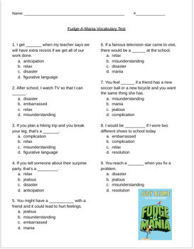 Preview of "Fudge-A-Mania" Vocabulary Assessment