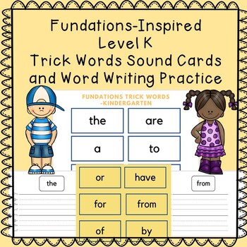 Preview of **Fundations Inspired Level K Trick Words Cards Handwriting Practice**