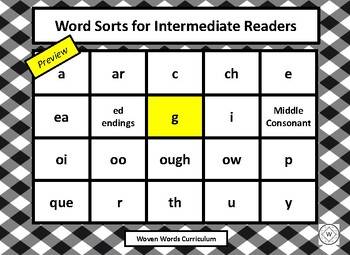 Preview of "G" Sort - Word Sorts for Intermediate Readers