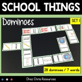 Dominoes -  School Things Vocabulary FREEBIE