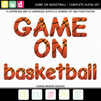 GAME ON - BASKETBALL* Printable Letters Numbers Clip Art by AlphabetAllsorts