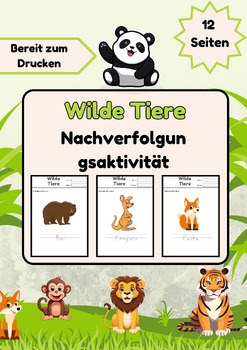 Preview of (GERMAN) Wild Animals Tracing Adventure for Kids