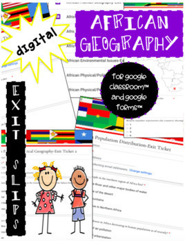 Preview of ***GOOGLE FORMS™*** African Geography DIGITAL Exit Slips, 22 QUESTIONS TOTAL