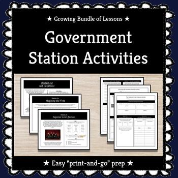Preview of ★ GROWING BUNDLE ★ Government Station Activities ★ Print & Go Prep