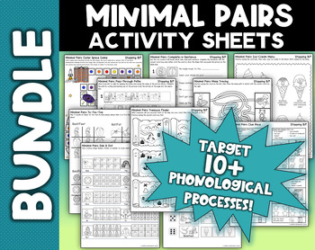 Preview of *GROWING BUNDLE* Minimal Pairs Activity Sheets - Speech Therapy