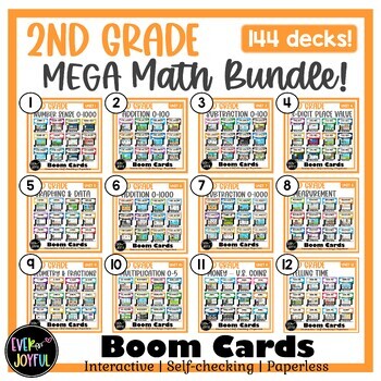 Preview of [MEGA BUNDLE!] 2nd Grade Math Boom Cards Year Long Unit Based