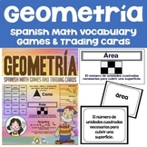 Geometría Spanish Math Vocabulary Games and Trading Cards