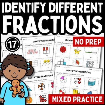 Preview of ❤️ Geometry Fraction of a set worksheets Identifying Fractions Worksheets 3rd