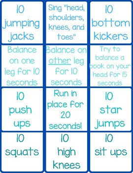 Preview of "Get Moving!" Bingo Board
