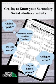 Preview of "Get to Know You" Worksheet for Secondary Social Studies