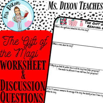 Preview of "Gift of the Magi" plot diagram, discussion questions, and post reading activity