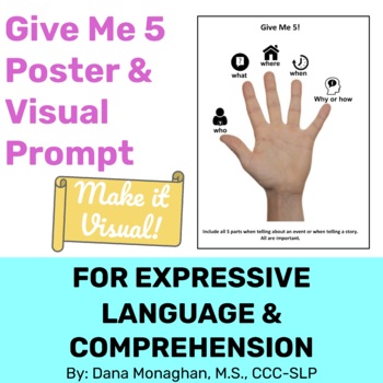 Preview of Give Me 5-Visual Strategy Prompt Card for Expressive Language & Comprehension