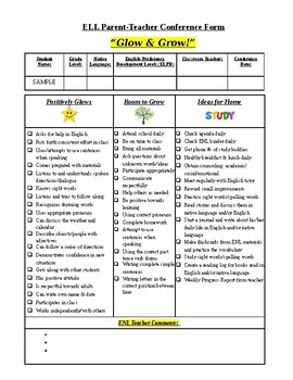 Preview of "Glow & Grow" ELL Progress Checklist