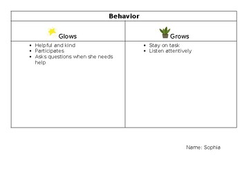 Preview of "Glows and Grows" Conference Resource *EDITABLE*