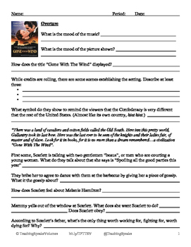 Gone With The Wind Movie Guide With Key Editable By Teaching Speaks Volumes