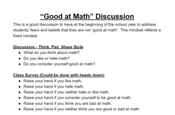 Preview of "Good at Math" Discussion