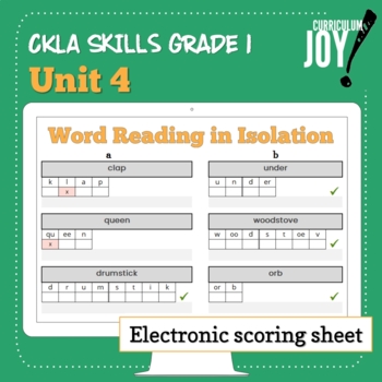 Preview of [Grade 1] CKLA Skills Word Reading in Isolation Assessment Tracker (Unit 4)