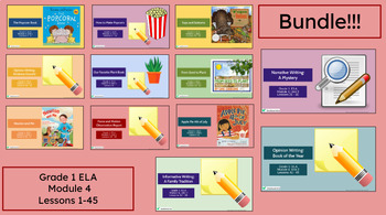 Preview of "Grade 1 ELA- Module 4 BUNDLE" Google Slides- Bookworms Supplement