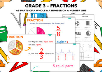 Preview of [Grade 3] Fractions - PowerPoint lesson and printable practice