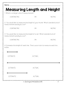 grade 3 measuring length height distance activity packet tpt