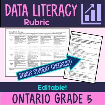 Preview of  Grade 5 Data Literacy: Graphing Rubric - Ontario