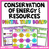 (Grade 5) Digital Learning Task Board: Conservation of Ene