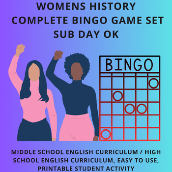 Preview of (Grade 6+) Women's History BINGO (1-2 Day Activity) ELA - ELL - SS - (Sub OK)