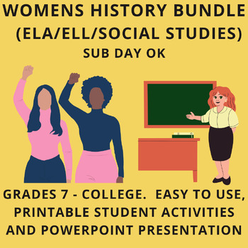 Preview of (Grade 7+) Women's History Lesson Plans Bundle (Set of 2) ELA - ELL - SS - (Sub)