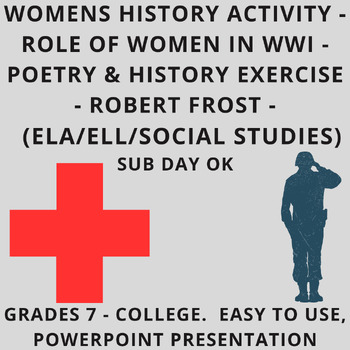 Preview of (Grade 7+) Women's History Lesson (WWI Historical Poetry) ELA - ELL - SS - (Sub)