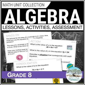 Preview of Grade 8 Ontario Math: Algebraic Expressions Equations & Inequalities Monomials