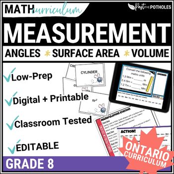 Preview of Grade 8 Ontario Measurement Circumference & Area of a Circle Surface Area Volume